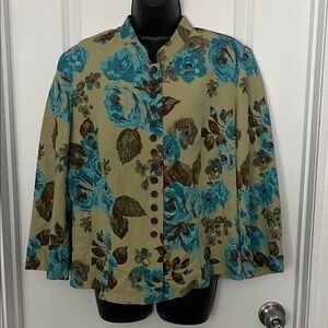 Emma James Floral Jacket - Blue and Tan